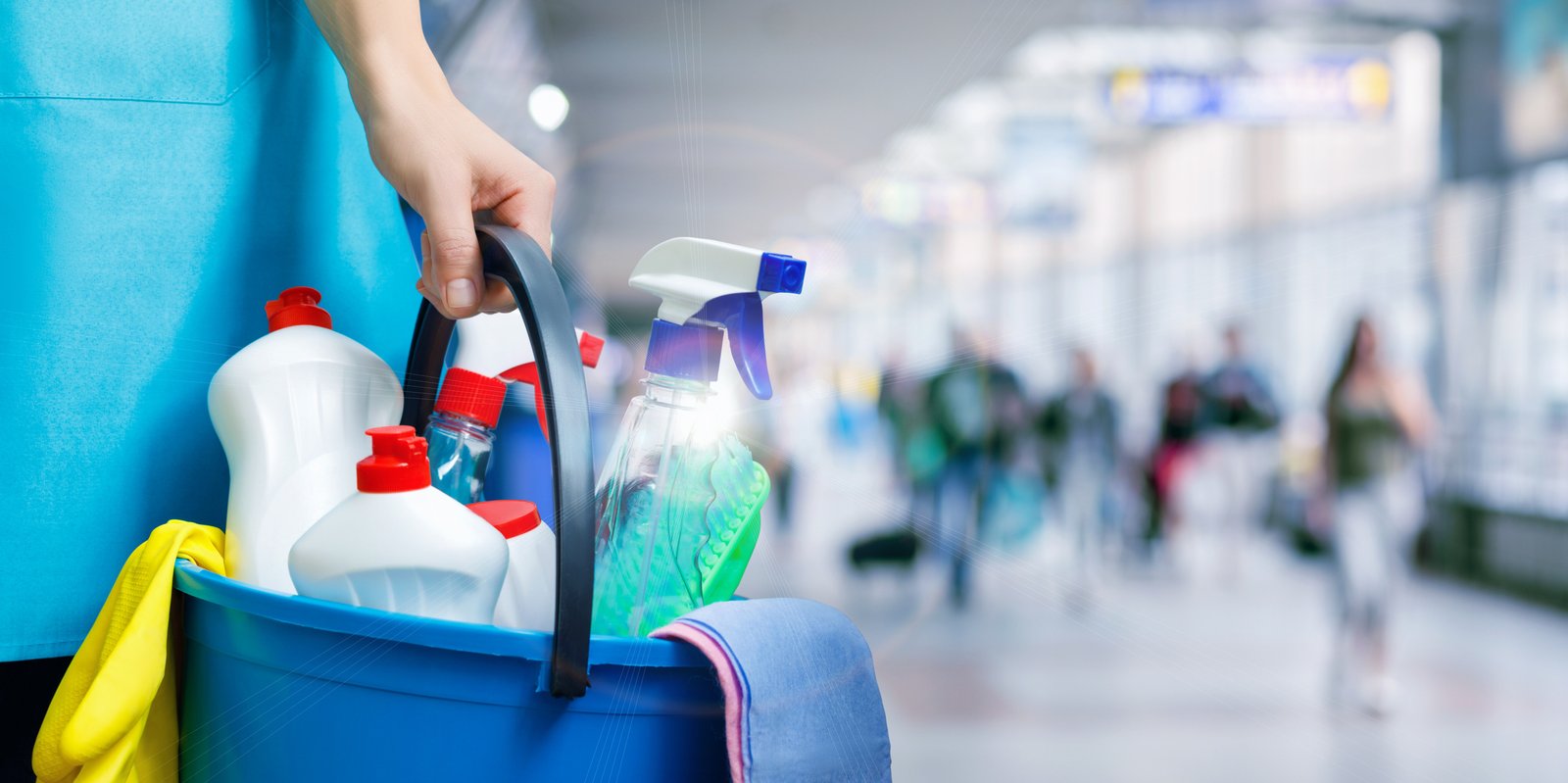 Professional cleaning team at work